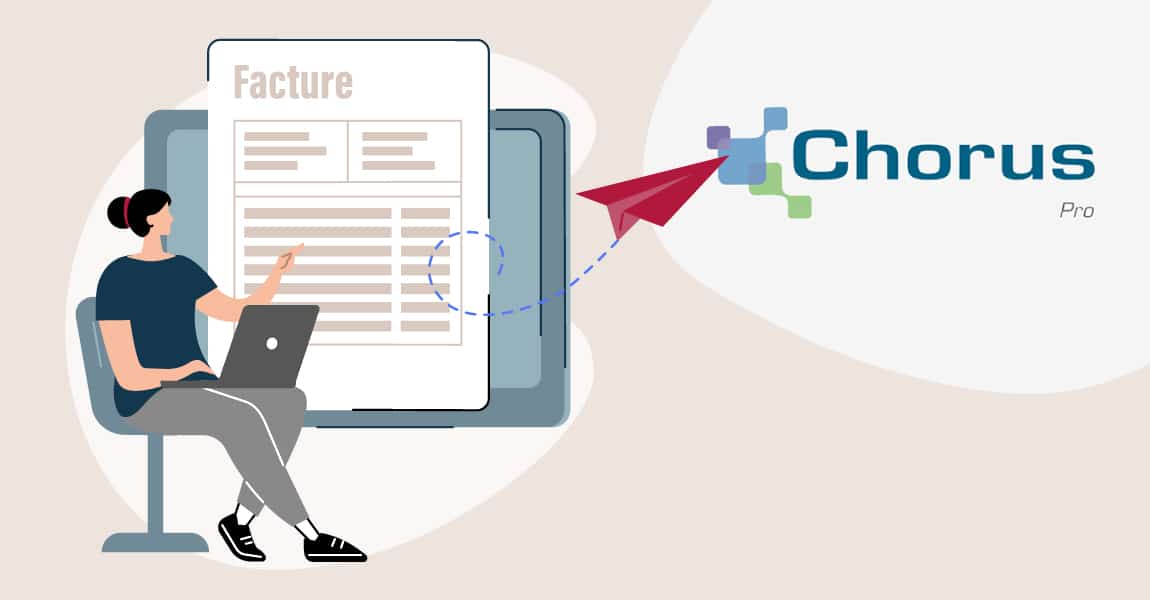 visuel illustrant une facture et le transfert vers Chorus Pro